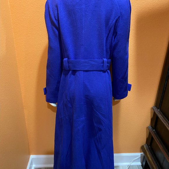 Vintage ALISSIA Long Button Down Cashmere Coat Gorgeous Color Blue M - Picture 4 of 5